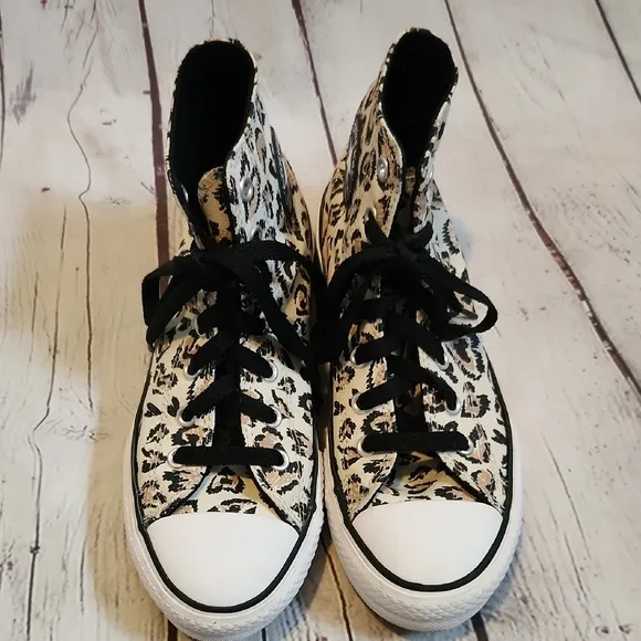 Converse Animal Print High-Tops with Black and White Accents