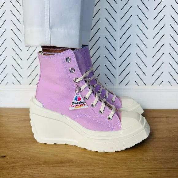 ⭐Converse Chuck 70 De Luxe Wedge Platform Hi Shoes Sz 9 Purple Pink 4&quot; A07584C⭐