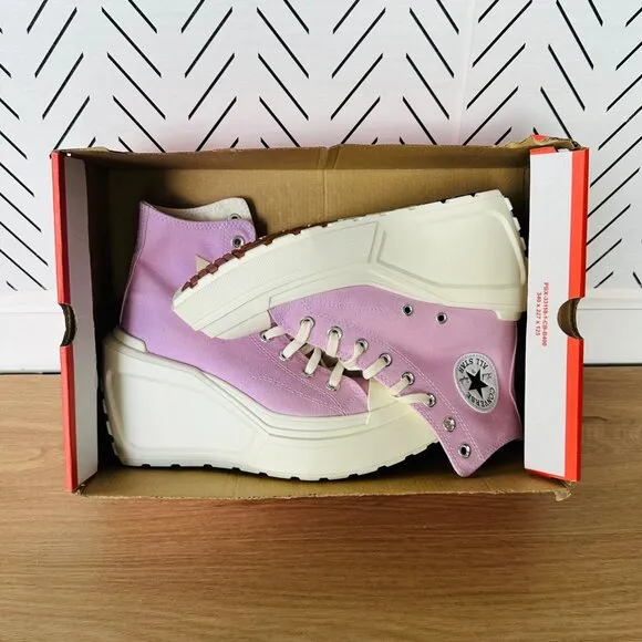 ⭐Converse Chuck 70 De Luxe Wedge Platform Hi Shoes Sz 9 Purple Pink 4&quot; A07584C⭐