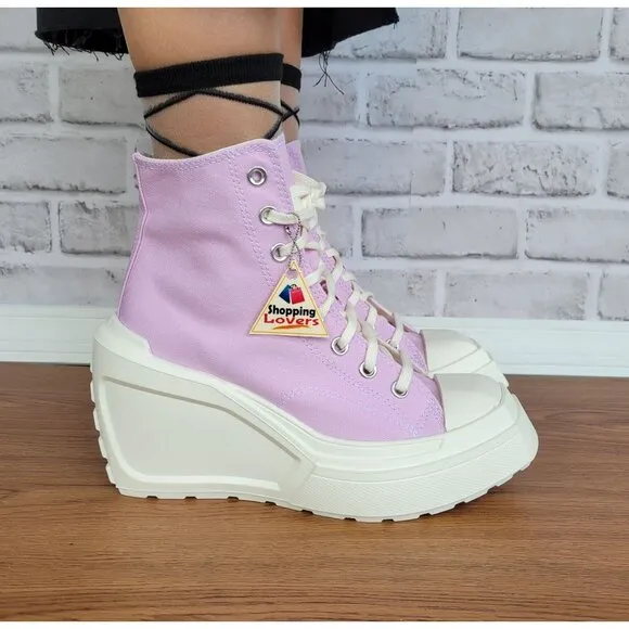 ⭐Converse Chuck 70 De Luxe Wedge Platform Hi Shoes Sz 9 Purple Pink 4&quot; A07584C⭐