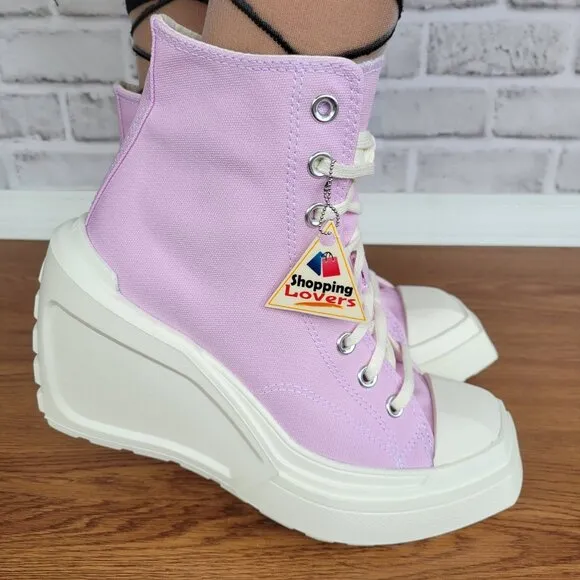 ⭐Converse Chuck 70 De Luxe Wedge Platform Hi Shoes Sz 9 Purple Pink 4&quot; A07584C⭐