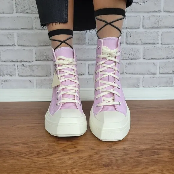 ⭐Converse Chuck 70 De Luxe Wedge Platform Hi Shoes Sz 9 Purple Pink 4&quot; A07584C⭐