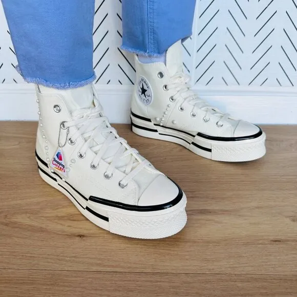❤️❤️❤️CONVERSE Chuck 70 Plus Hi Gems Sz 7 Women's Platform Shoes Pearls A10287C