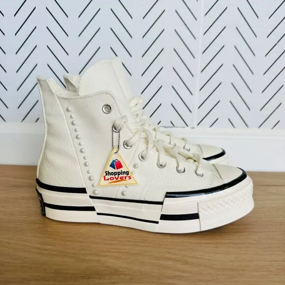 ❤️❤️❤️CONVERSE Chuck 70 Plus Hi Gems Sz 7 Women's Platform Shoes Pearls A10287C
