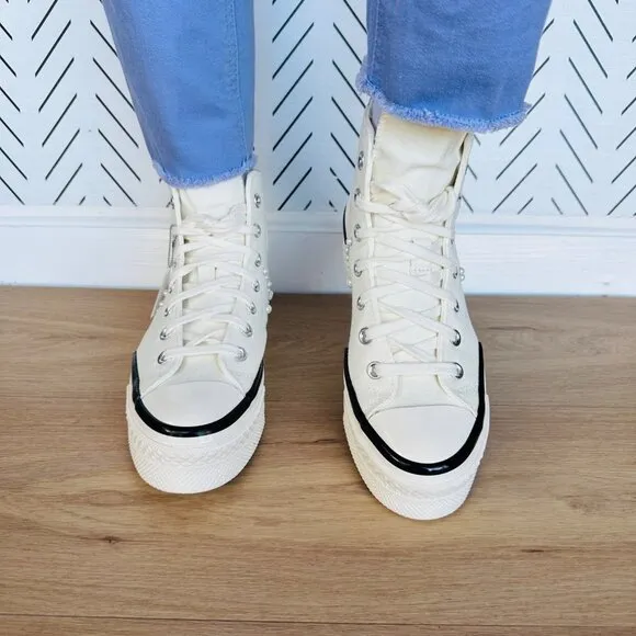 ❤️❤️❤️CONVERSE Chuck 70 Plus Hi Gems Sz 7 Women's Platform Shoes Pearls A10287C