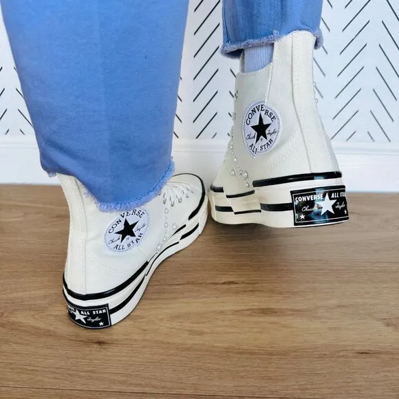 ❤️❤️❤️CONVERSE Chuck 70 Plus Hi Gems Sz 7 Women's Platform Shoes Pearls A10287C