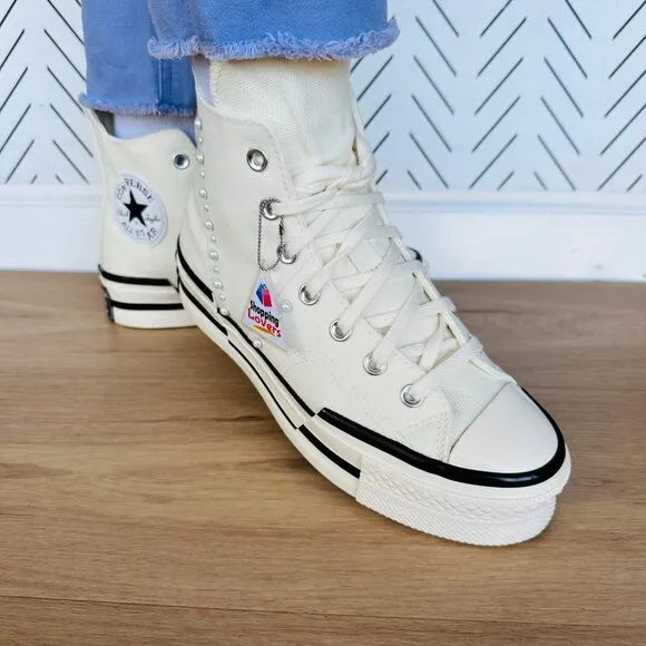 ❤️❤️❤️CONVERSE Chuck 70 Plus Hi Gems Sz 8 Women's Platform Shoes Pearls A10287C