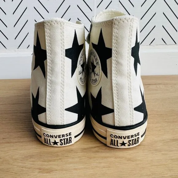 ⭐Converse Chuck Taylor All Star Hi Large Stars 8 Women Shoes Beige Black A09898F
