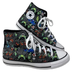 Converse Chuck Taylor High Shoes Skate Black Lime Canvas Women Kids Size A00385F