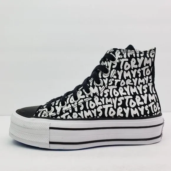 Converse CTAS Double Stack Lift Hi Womens Size 5 Black My Story Platform Sneaker