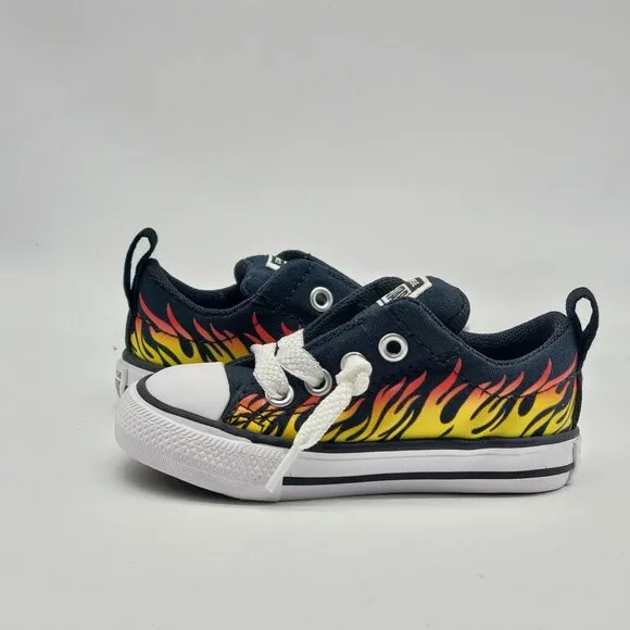 Converse CTAS Street Slip The FlamesInfant Black Shoes 766302F Size 5