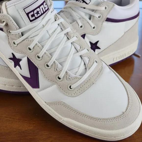 Converse Fastbreak Pro Mid Skater Shoes A08854C White / Purple Size 10.5 Men's