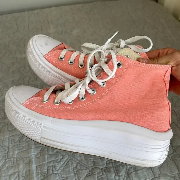 🩷CONVERSE FLAMINGO PINK PLATFORM HIGH TOP SNEAKERS SIZE 7.5 WOMENS TRENDING