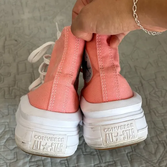 🩷CONVERSE FLAMINGO PINK PLATFORM HIGH TOP SNEAKERS SIZE 7.5 WOMENS TRENDING