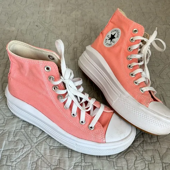 🩷CONVERSE FLAMINGO PINK PLATFORM HIGH TOP SNEAKERS SIZE 7.5 WOMENS TRENDING