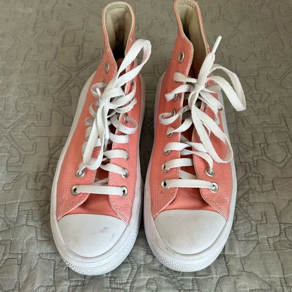 🩷CONVERSE FLAMINGO PINK PLATFORM HIGH TOP SNEAKERS SIZE 7.5 WOMENS TRENDING