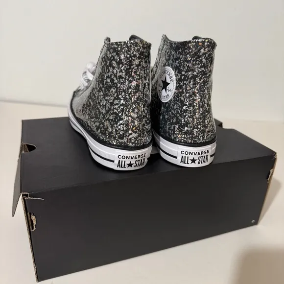 Converse Kid's Chuck Taylor All Star High Black Glitter Shoes US Size 6 A09270C