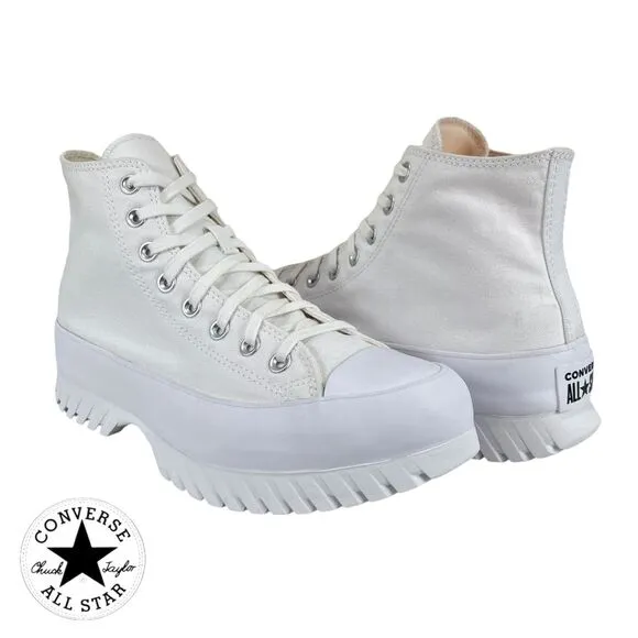 CONVERSE Men 9 | Women‎ 11 White Chuck Taylor All Star Lugged 2.0 High Top Shoes