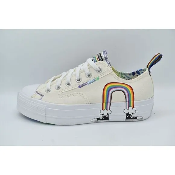 Converse Mens 8.5 Womens 10.5 Chuck Taylor All Star Lift Ox Platform Pride Shoes