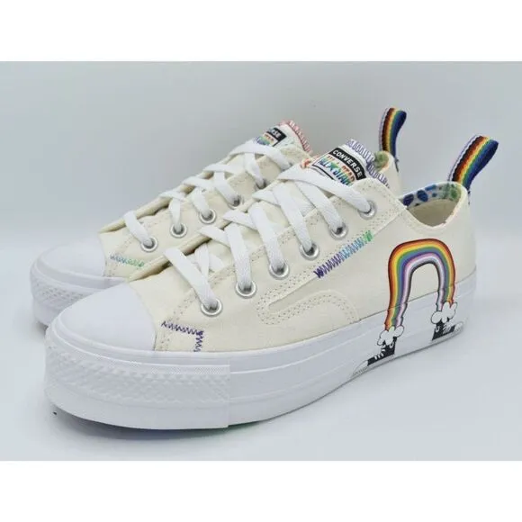 Converse Mens 8.5 Womens 10.5 Chuck Taylor All Star Lift Ox Platform Pride Shoes