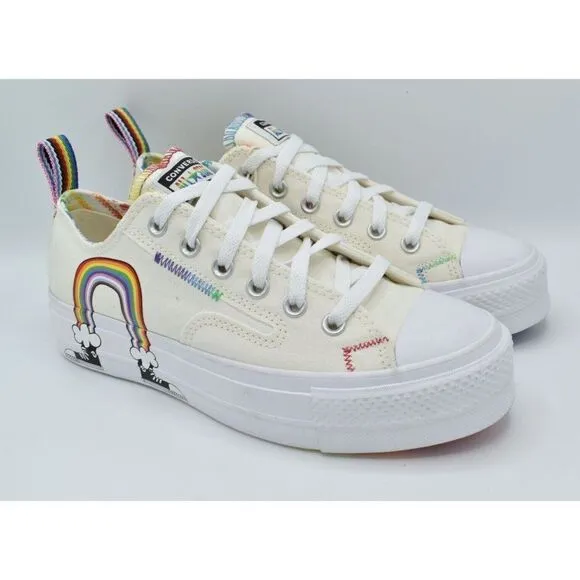Converse Mens 8.5 Womens 10.5 Chuck Taylor All Star Lift Ox Platform Pride Shoes
