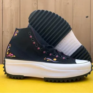 Converse Run Star Hike Hi Black Dia de Muertos Shoes A05664C Men's 9.5, 11.5