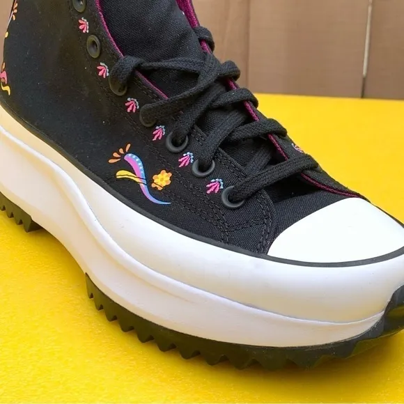 Converse Run Star Hike Hi Black Dia de Muertos Shoes A05664C Men's 9.5, 11.5