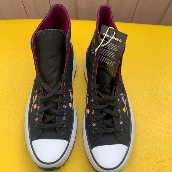 Converse Run Star Hike Hi Black Dia de Muertos Shoes A05664C Men's 9.5, 11.5