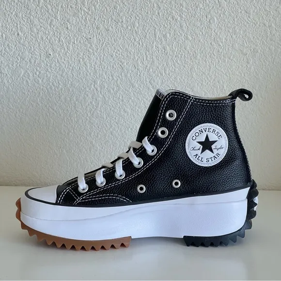 Converse Run Star Hike Hi Platform Leather Black Size 6.5