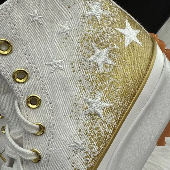 Converse Run Star Hike Hi Women's Shoes Size 10.5 Embroidered Stars Platform New
