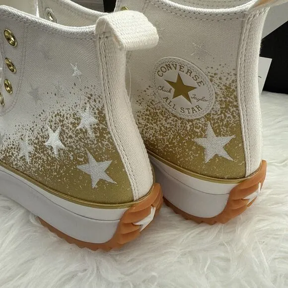 Converse Run Star Hike Hi Women's Shoes Size 10.5 Embroidered Stars Platform New
