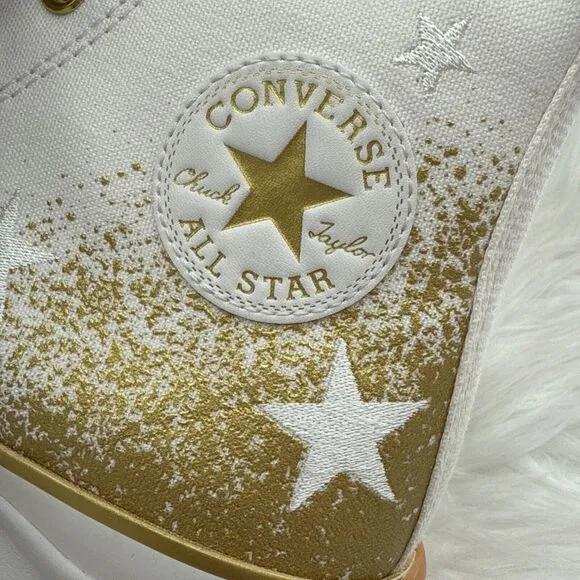 Converse Run Star Hike Hi Women's Shoes Size 10.5 Embroidered Stars Platform New