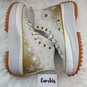 Converse Run Star Hike Hi Women's Shoes Size 10.5 Embroidered Stars Platform New