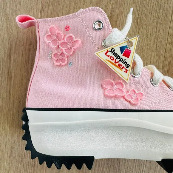 ❤️❤️❤️Converse Run Star Hike Platform 3D Flowers Hi 9.5 Men's Shoes Pink A09801C