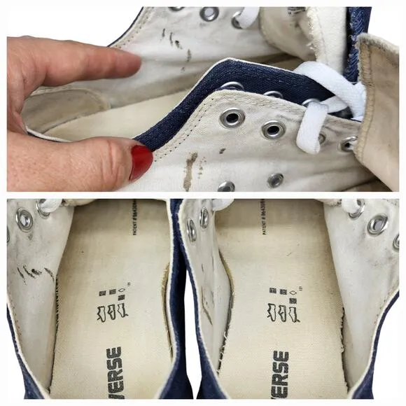 Converse Shoes Womens 9 Blue White Red Striped Double Tongue Low Tops Skater