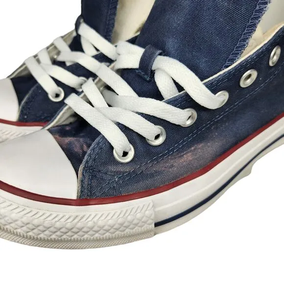 Converse Shoes Womens 9 Blue White Red Striped Double Tongue Low Tops Skater