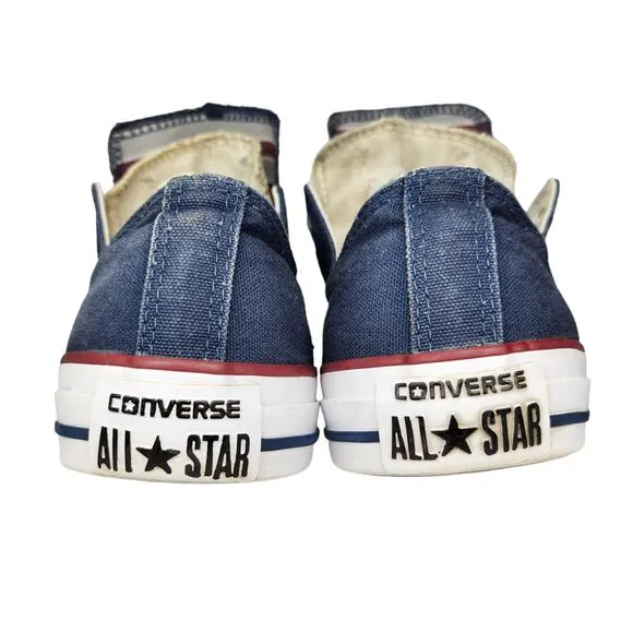 Converse Shoes Womens 9 Blue White Red Striped Double Tongue Low Tops Skater