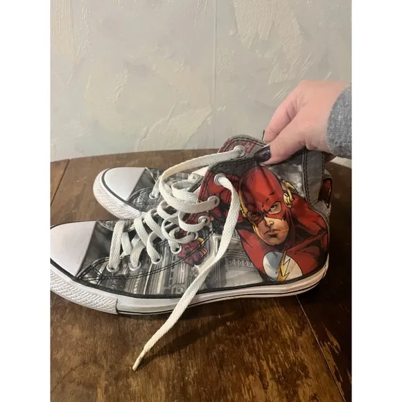 Converse The Flash All Star High Top Sneakers Comic Book Shoes- Mens 7, Wms‎ 9
