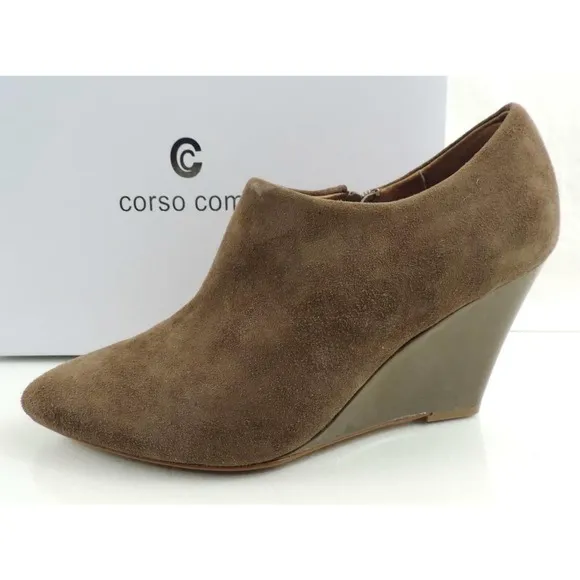 Corso Como Model Ankle Wedge Booties Pumps Taupe Suede Size 9.5