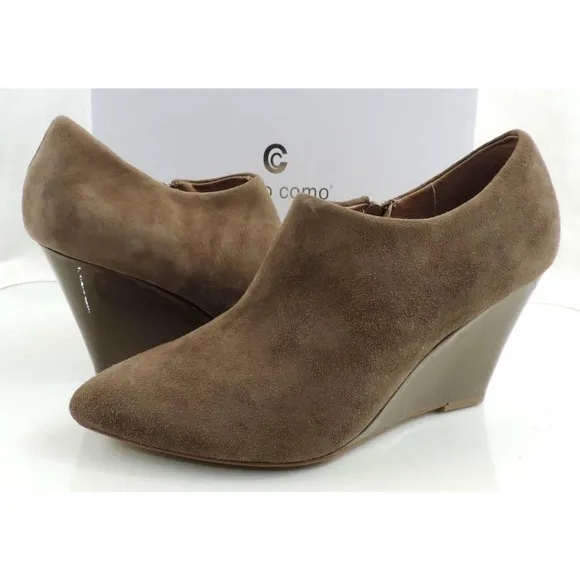 Corso Como Model Ankle Wedge Booties Pumps Taupe Suede Size 9.5