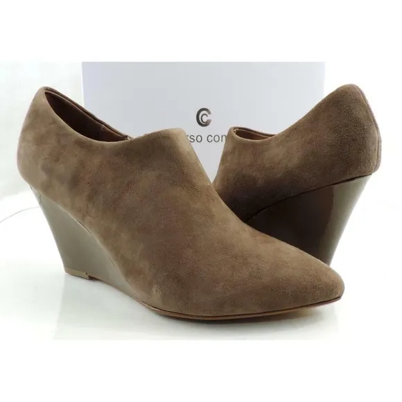 Corso Como Model Ankle Wedge Booties Pumps Taupe Suede Size 9.5