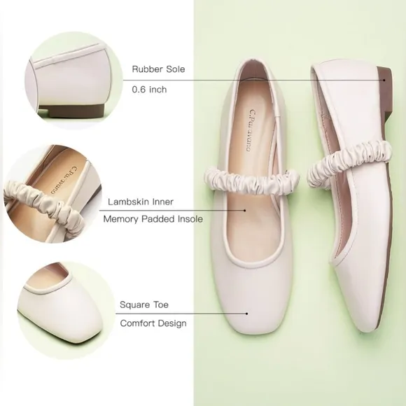 C.Paravano Mary Jane Shoes for Women’s Flats Mary Jane Leather Ballet Flat