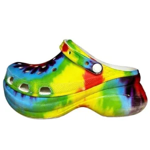 Crocs Bae Iconic Tie Dye Women’s  Platform Shoes Size 9 Bright Clogs