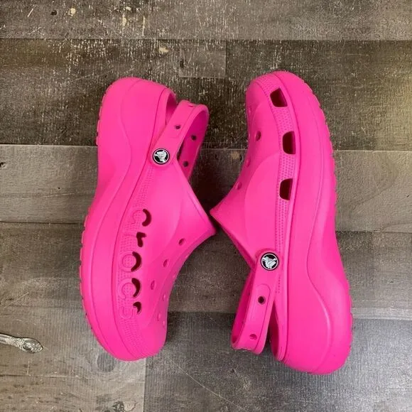 Crocs baya Platform shoes womens 10 dark pink bright EUC