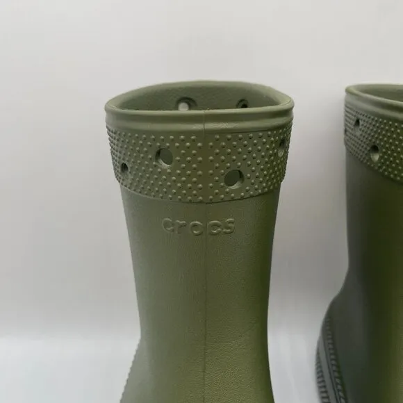Crocs Classic 208363 Unisex M6/W8 Rain Boots Green Rubber Outdoor Gorpcore