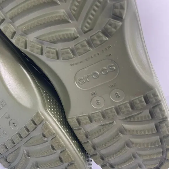 Crocs Classic 208363 Unisex M6/W8 Rain Boots Green Rubber Outdoor Gorpcore