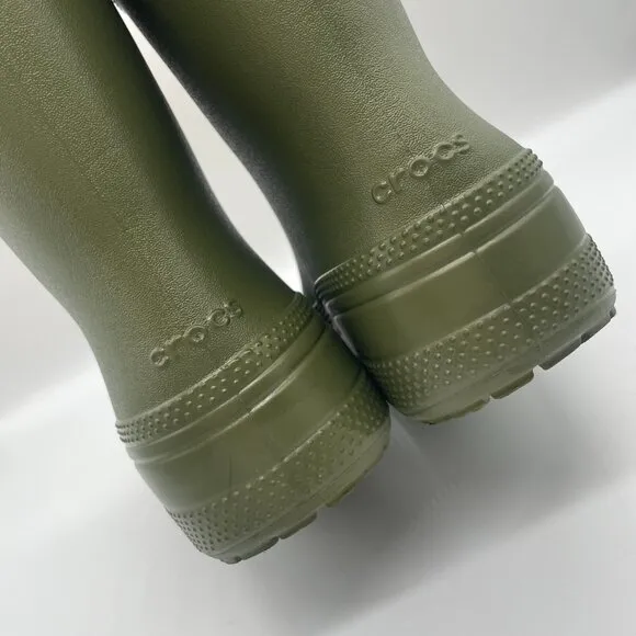 Crocs Classic 208363 Unisex M6/W8 Rain Boots Green Rubber Outdoor Gorpcore