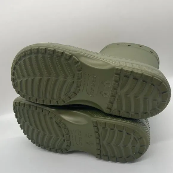 Crocs Classic 208363 Unisex M6/W8 Rain Boots Green Rubber Outdoor Gorpcore
