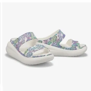 Crocs Classic Crush Butterfly Multi unisex double band white‎ platform sz 11 men