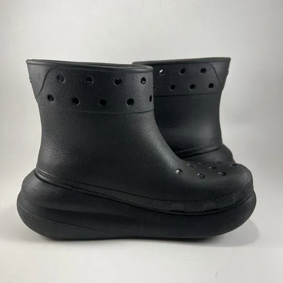 Crocs Classic Crush Chunky Rain Boots Womens Size 7 Black Rubber Unisex Mens 5